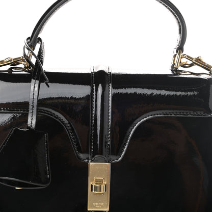 Celine Patent Calfskin Small 16 Top Handle Bag Black 12 of 13