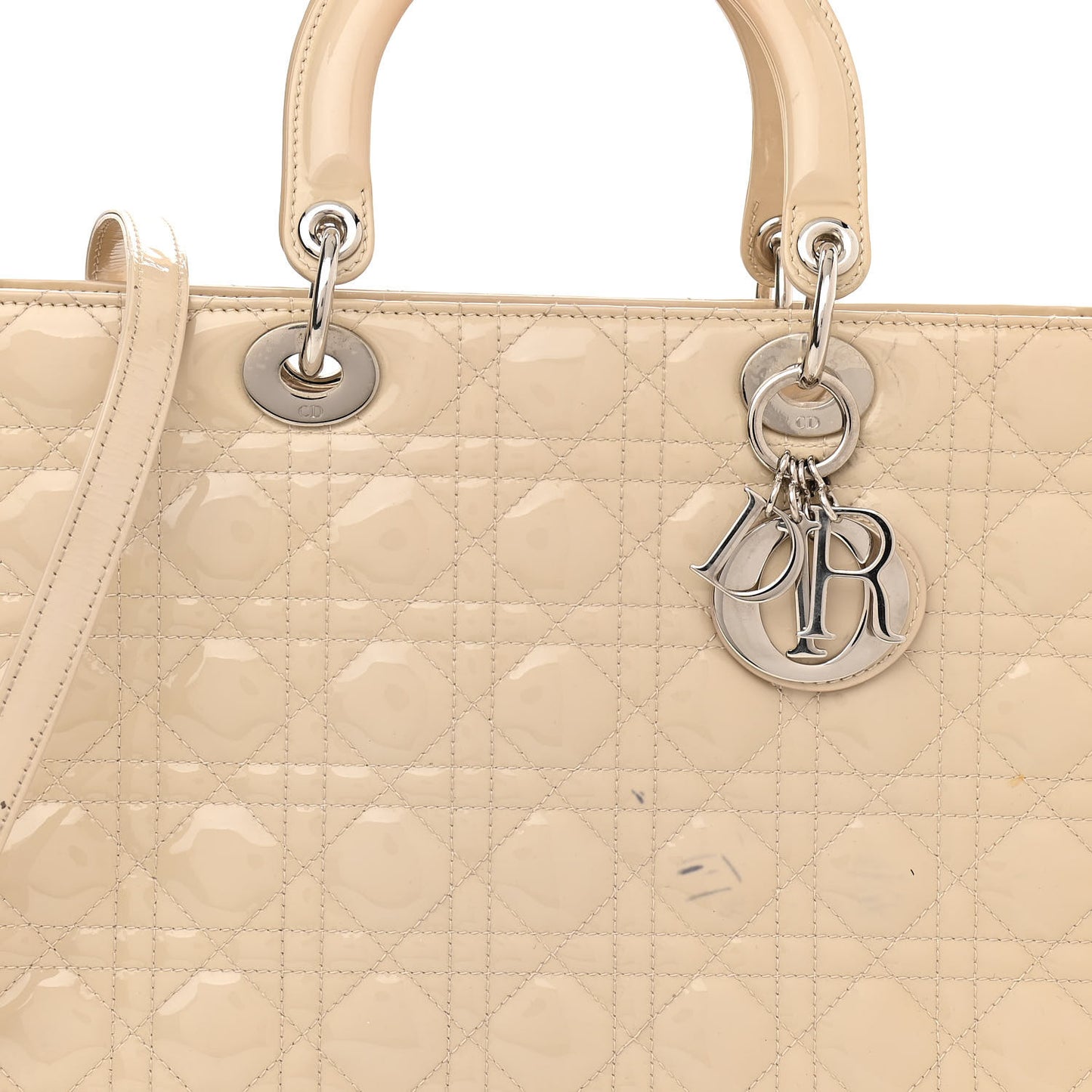 Patent Cannage Large Lady Dior Beige