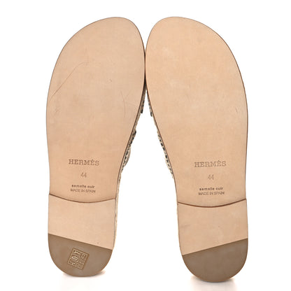 Hermes Suede Goatskin Mens Antigua Espadrille Sandals 44 Beige Sable 6 of 10