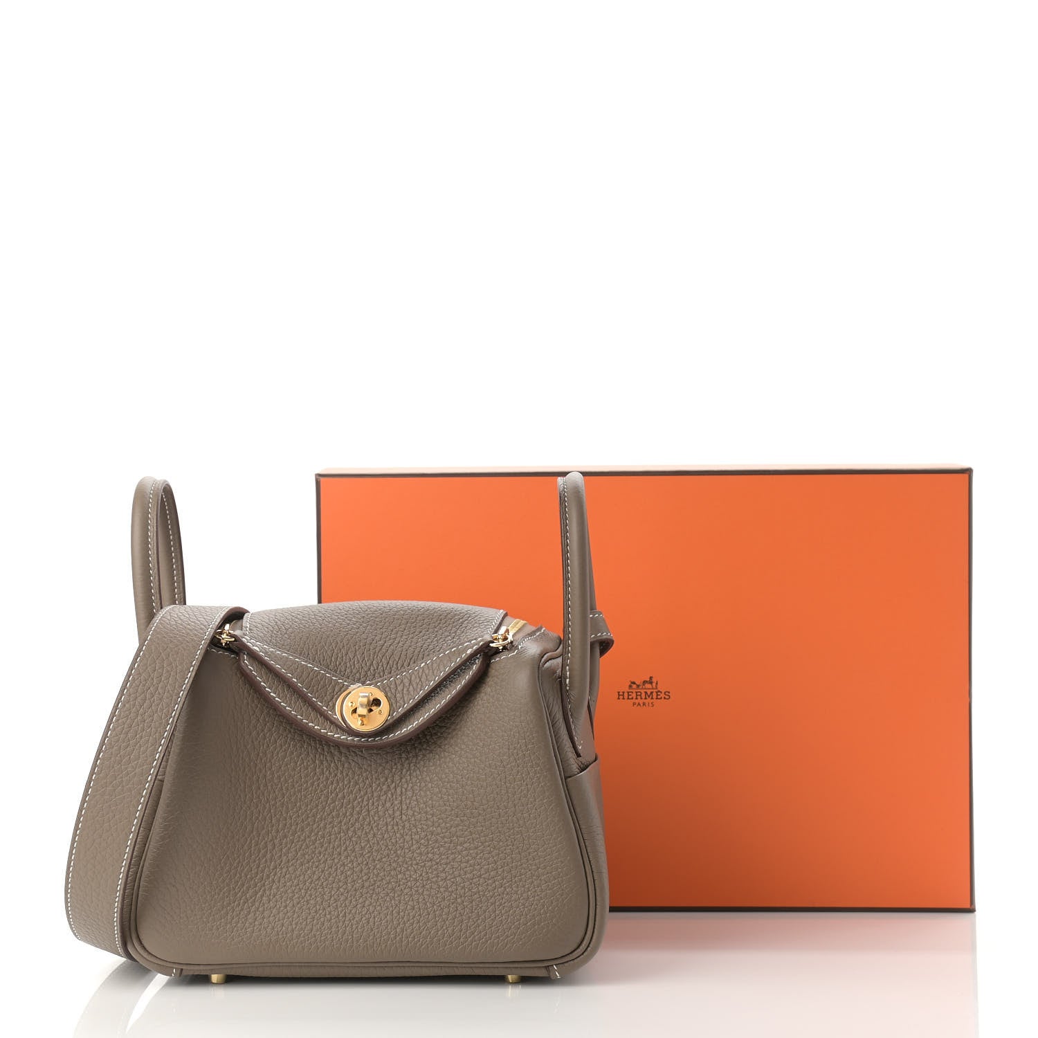 Hermes Taurillon Clemence Mini Lindy 20 Etoupe 11 of 11
