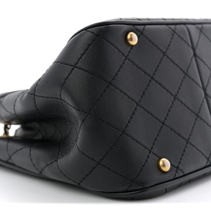Chanel Calfskin Stitched Small Egyptian Amulet Drawstring Bag Black 9 of 11