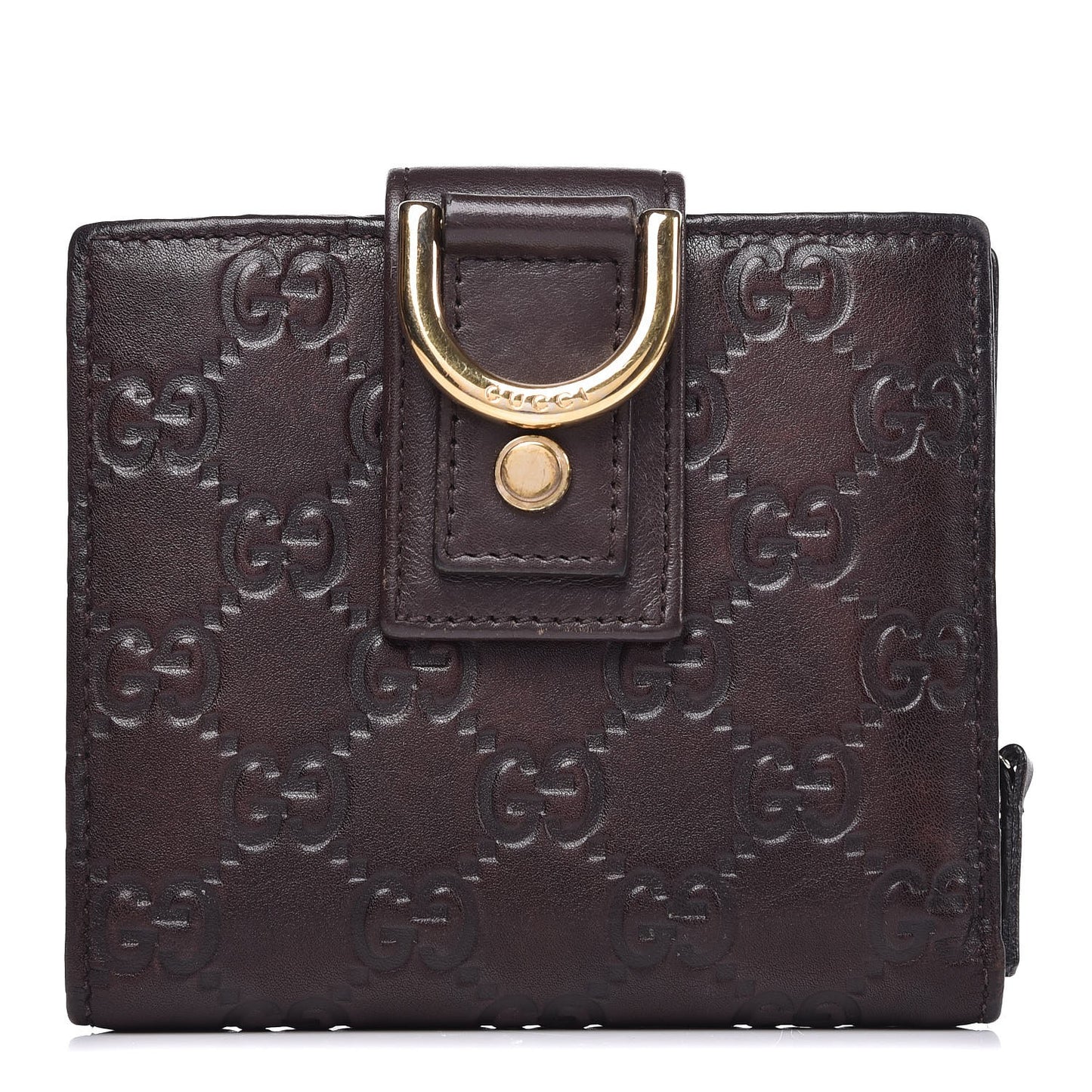 Guccissima D Ring Compact Wallet Brown