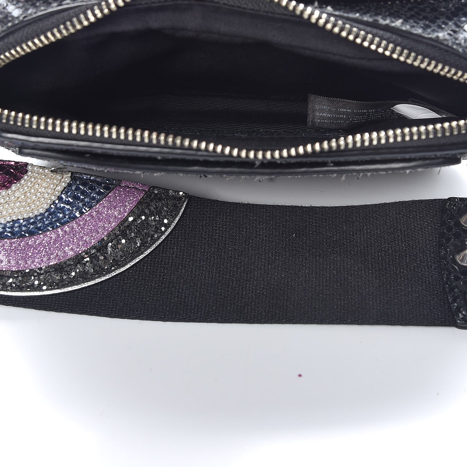 Marc Jacobs Metallic Sheepskin Python Embossed Snapshot Camera Bag Black 6 of 16