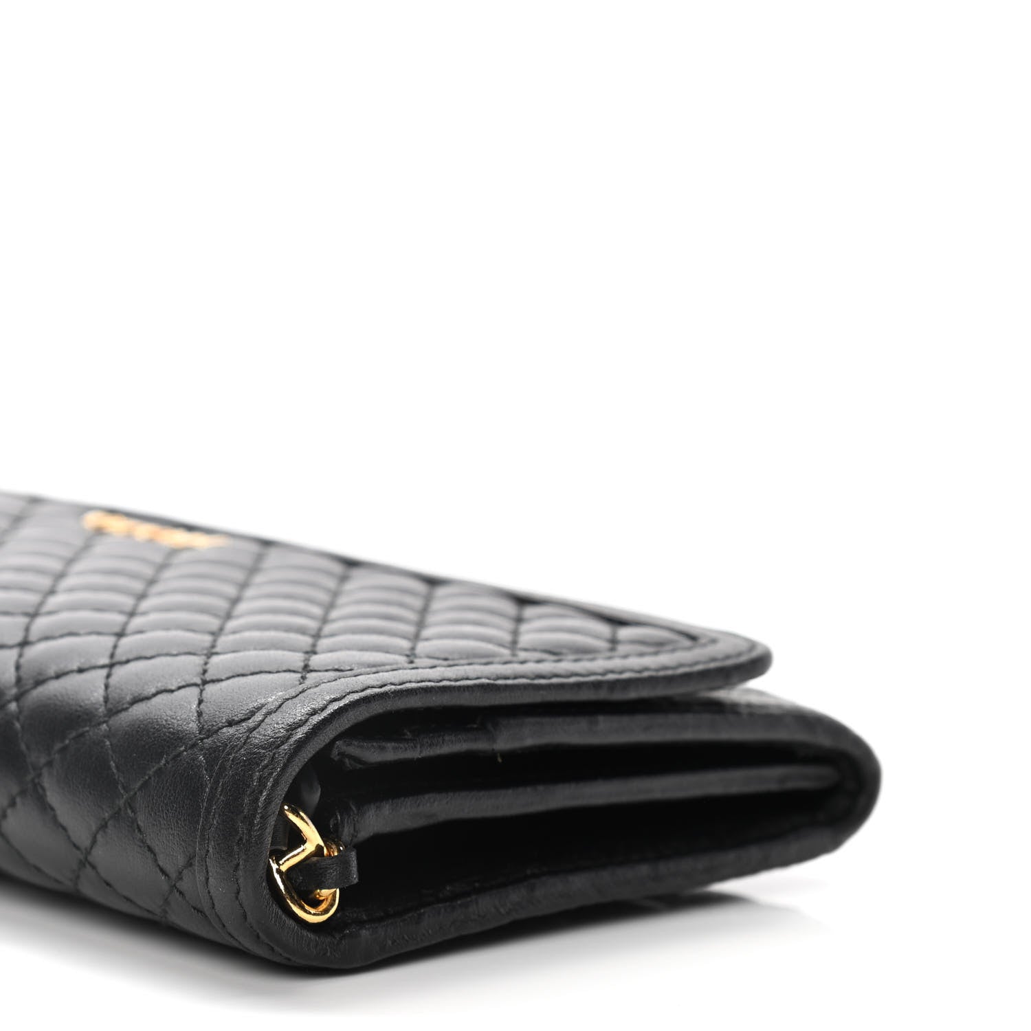 Prada Soft Calfskin Quilted Chain Wallet Black 12 of 17