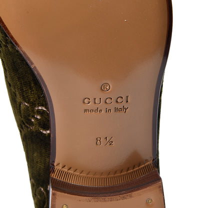 Gucci Velvet GG Monogram Mens Horsebit Loafers 8.5 Green 10 of 11