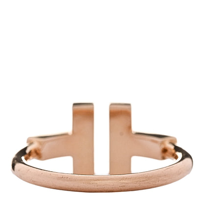 Tiffany 18K Rose Gold Diamond Mother of Pearl T Wire Ring 48 4.5 3 of 4