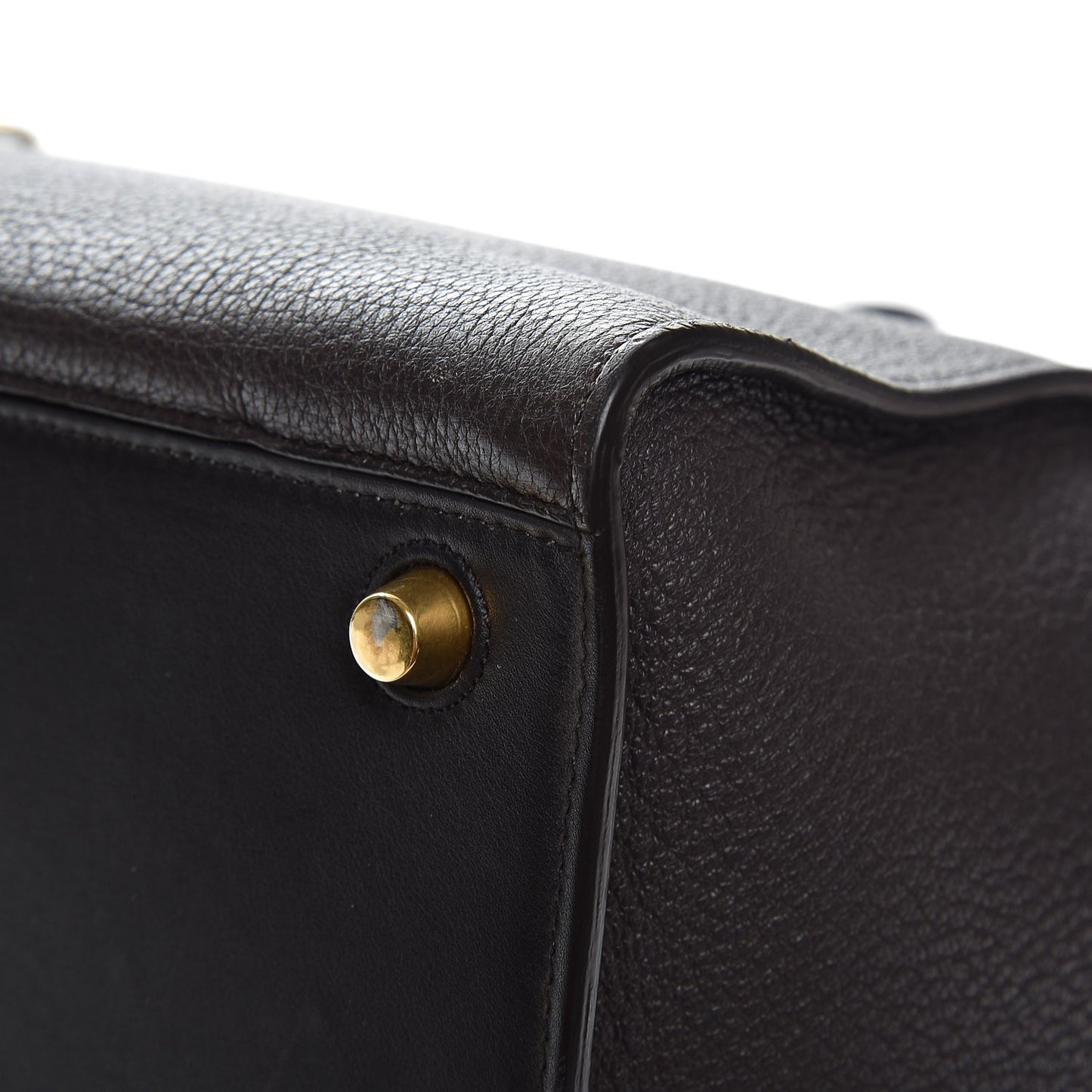 Goatskin Smooth Calfskin Small Ring Bag Dark Taupe