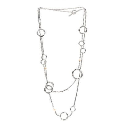 David Yurman Sterling Silver Freshwater Cultured Pearl Infinity Station Chain Necklace 3 of 4