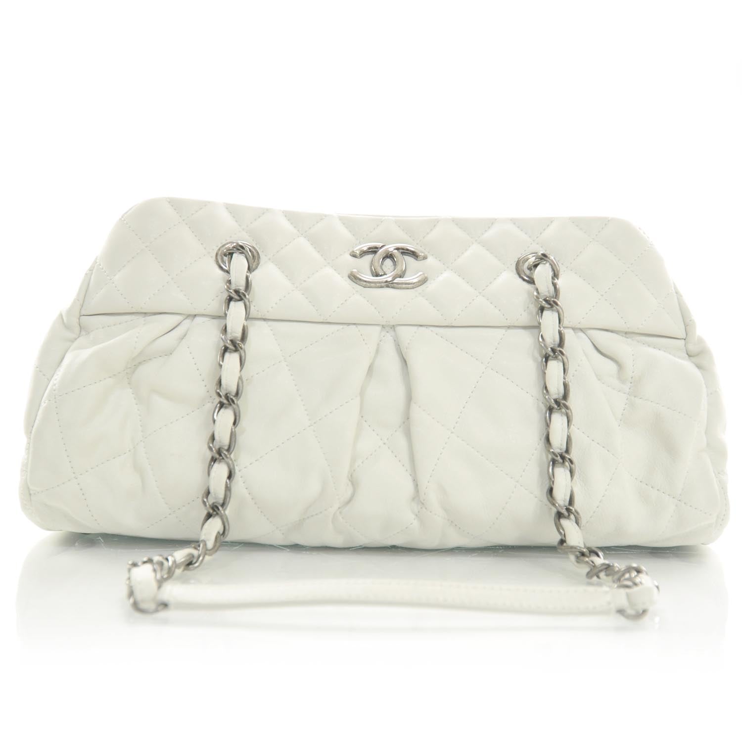 Chanel Iridescent Calfskin Chic Quilt Bowling Bag White 1 of 8
