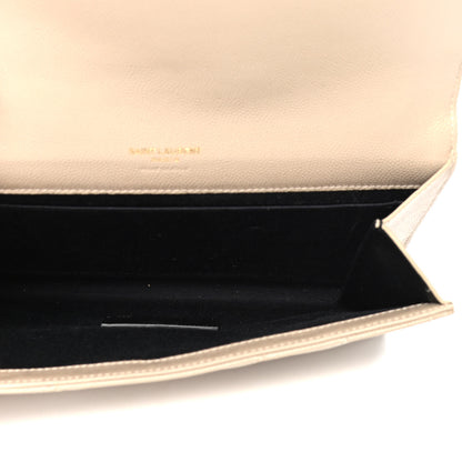 Saint Laurent Grain De Poudre Matelasse Chevron Monogram Envelope Clutch Sea Salt 4 of 4