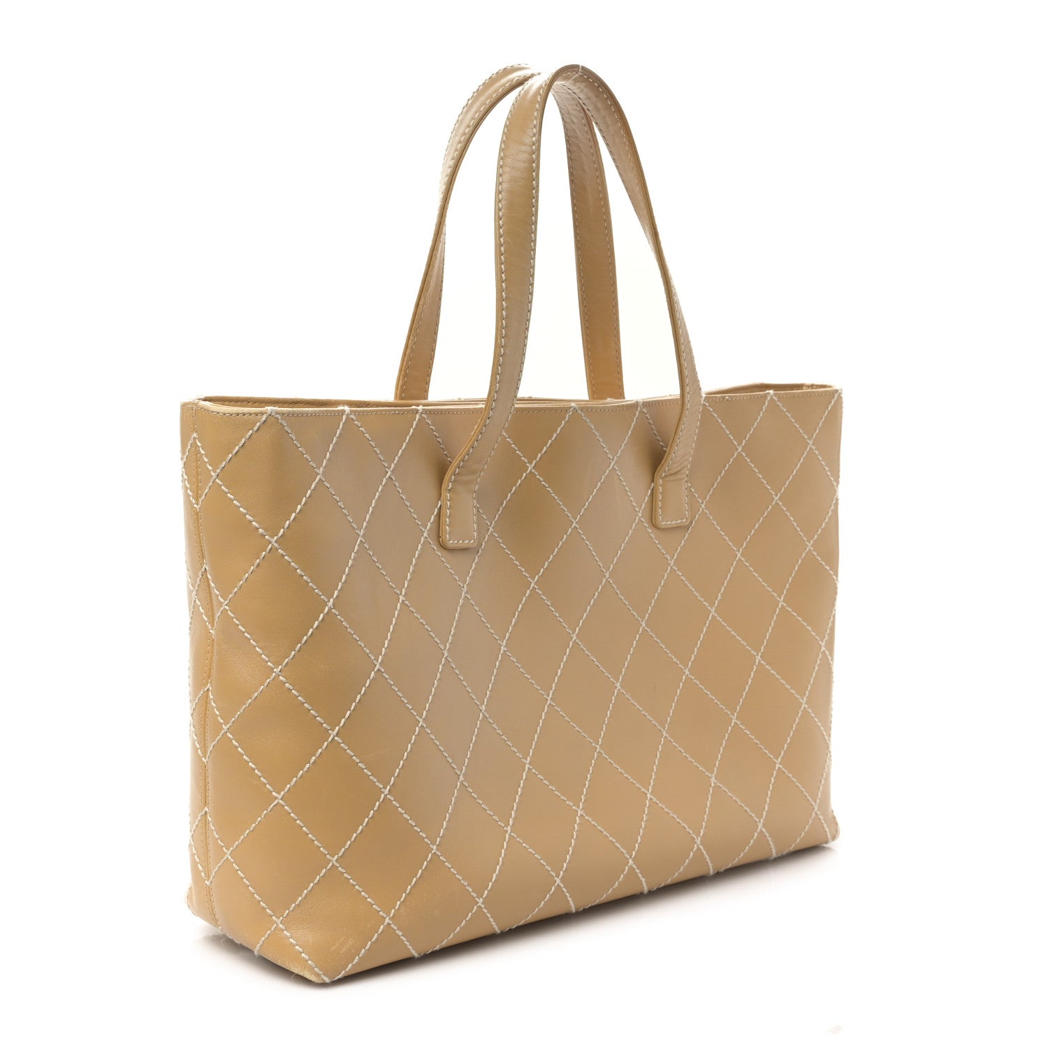 Chanel Calfskin Wild Stitch Large Tote Beige 3 of 9
