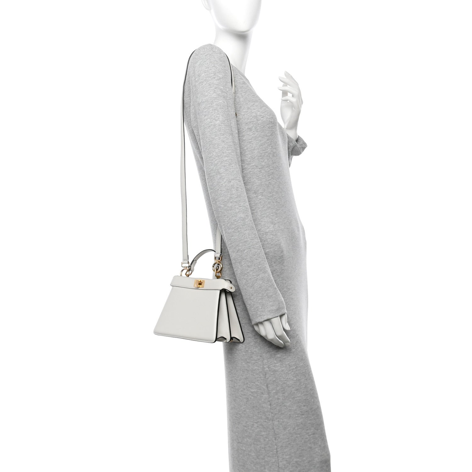 Fendi Shiny Nappa Petite Peekaboo I SEE U Satchel White 2 of 13