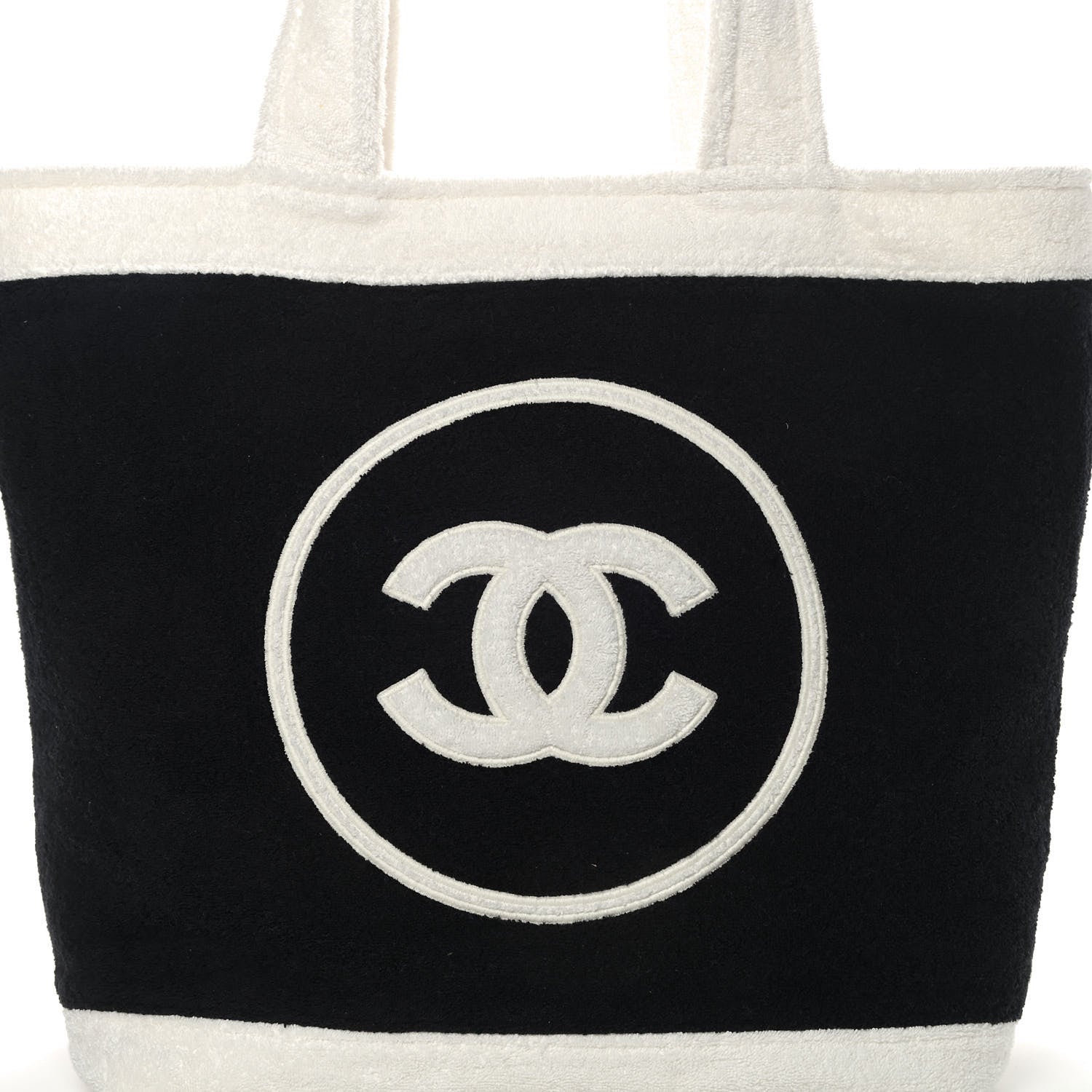 Chanel Terry Cotton CC Beach Tote Towel Set Black White 10 of 11