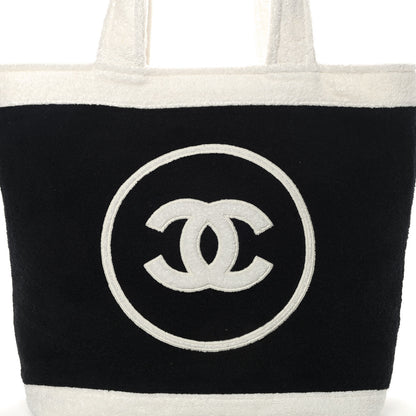 Chanel Terry Cotton CC Beach Tote Towel Set Black White 10 of 11
