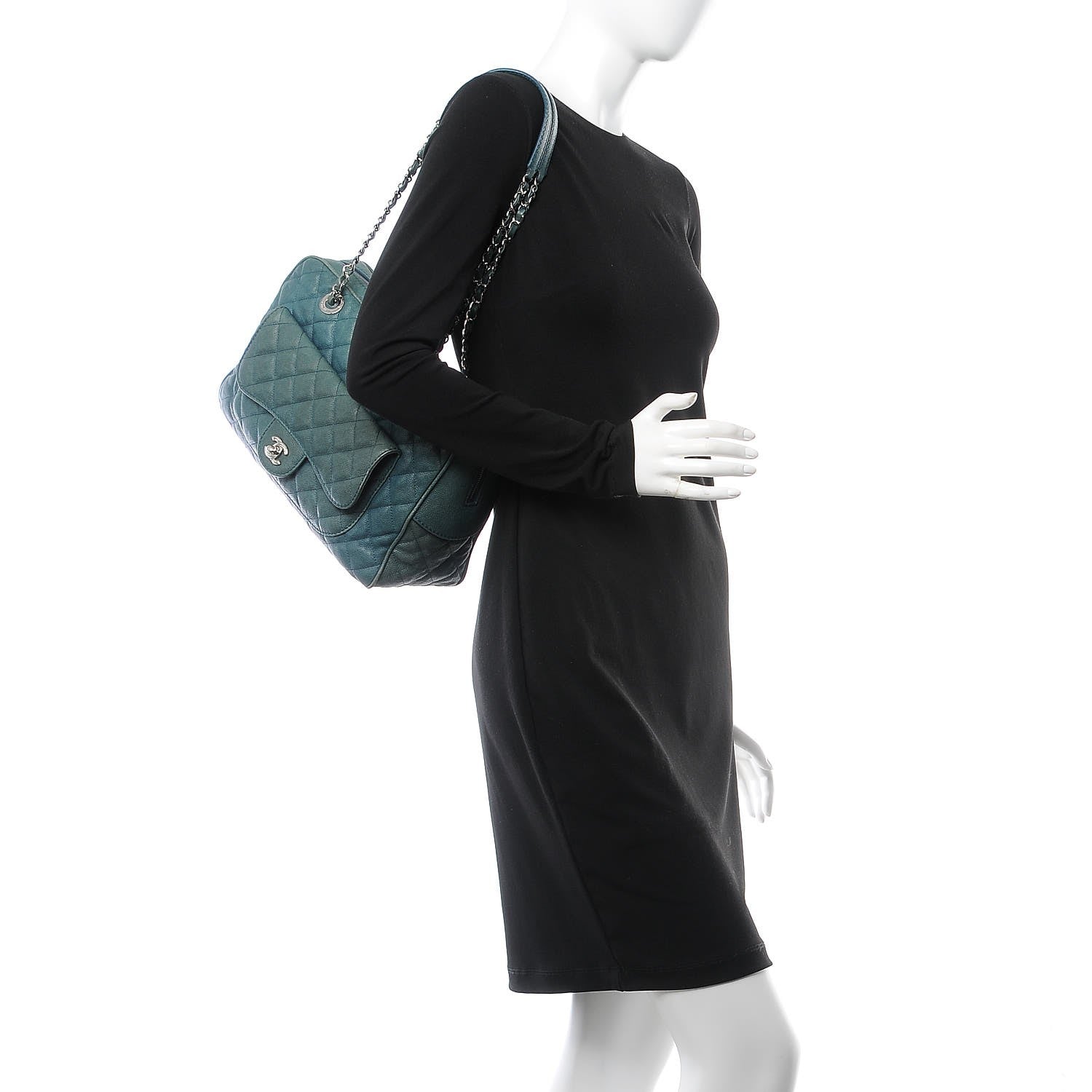 Chanel Caviar Quilted Large Paradoxal Camera Case Turquoise 2 of 7
