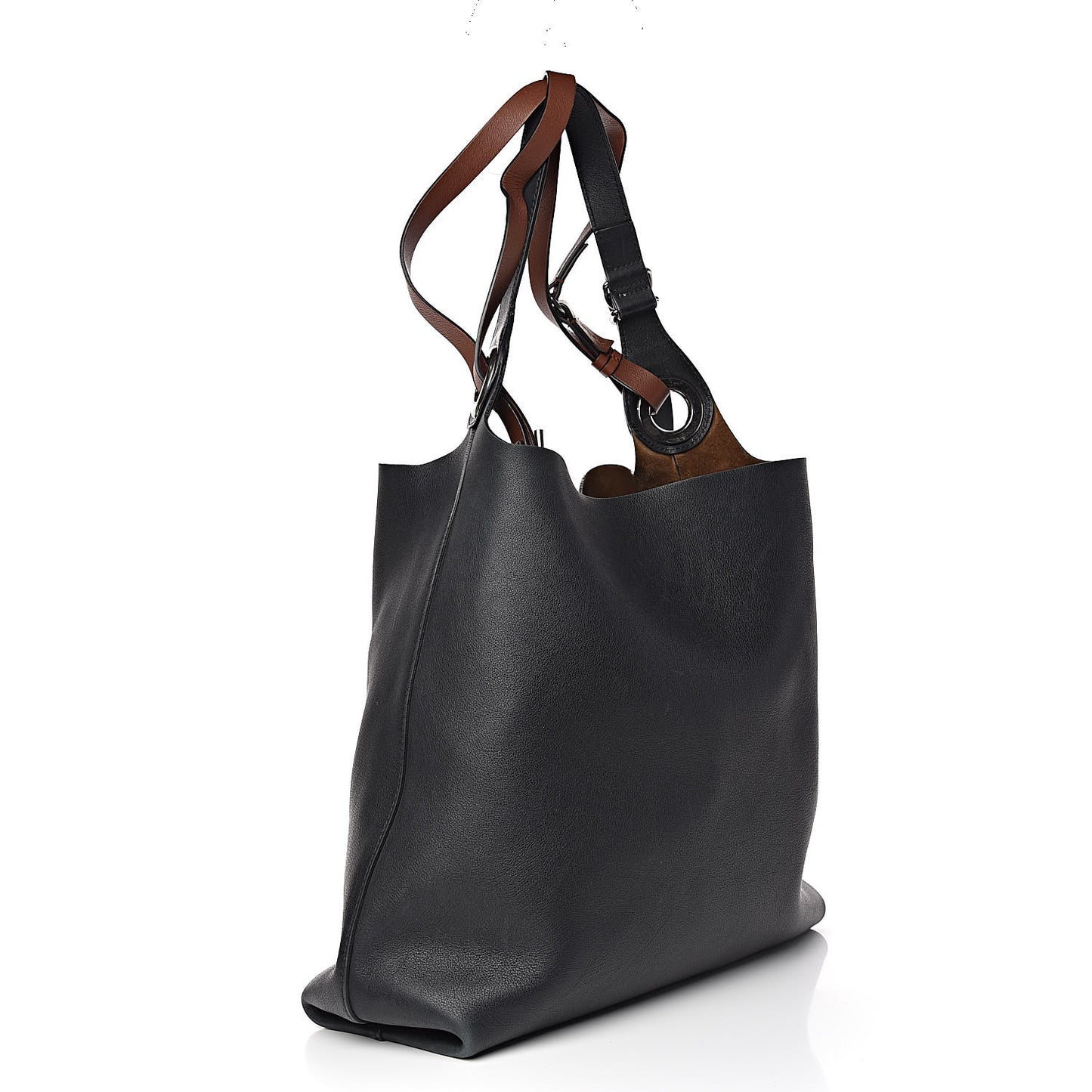 Calfskin Grommet Hobo Black