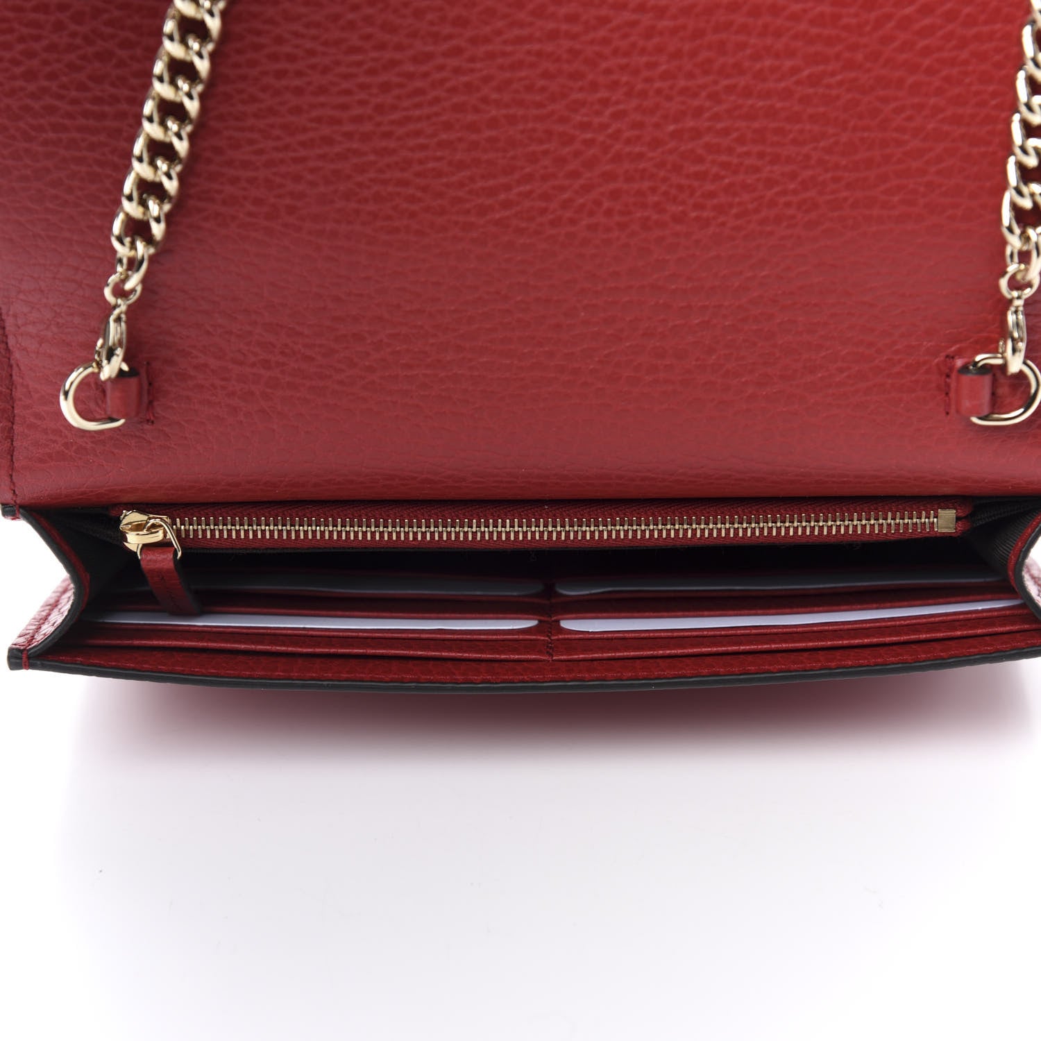 Gucci Dollar Calfskin Medium Betty Chain Wallet Red 5 of 11