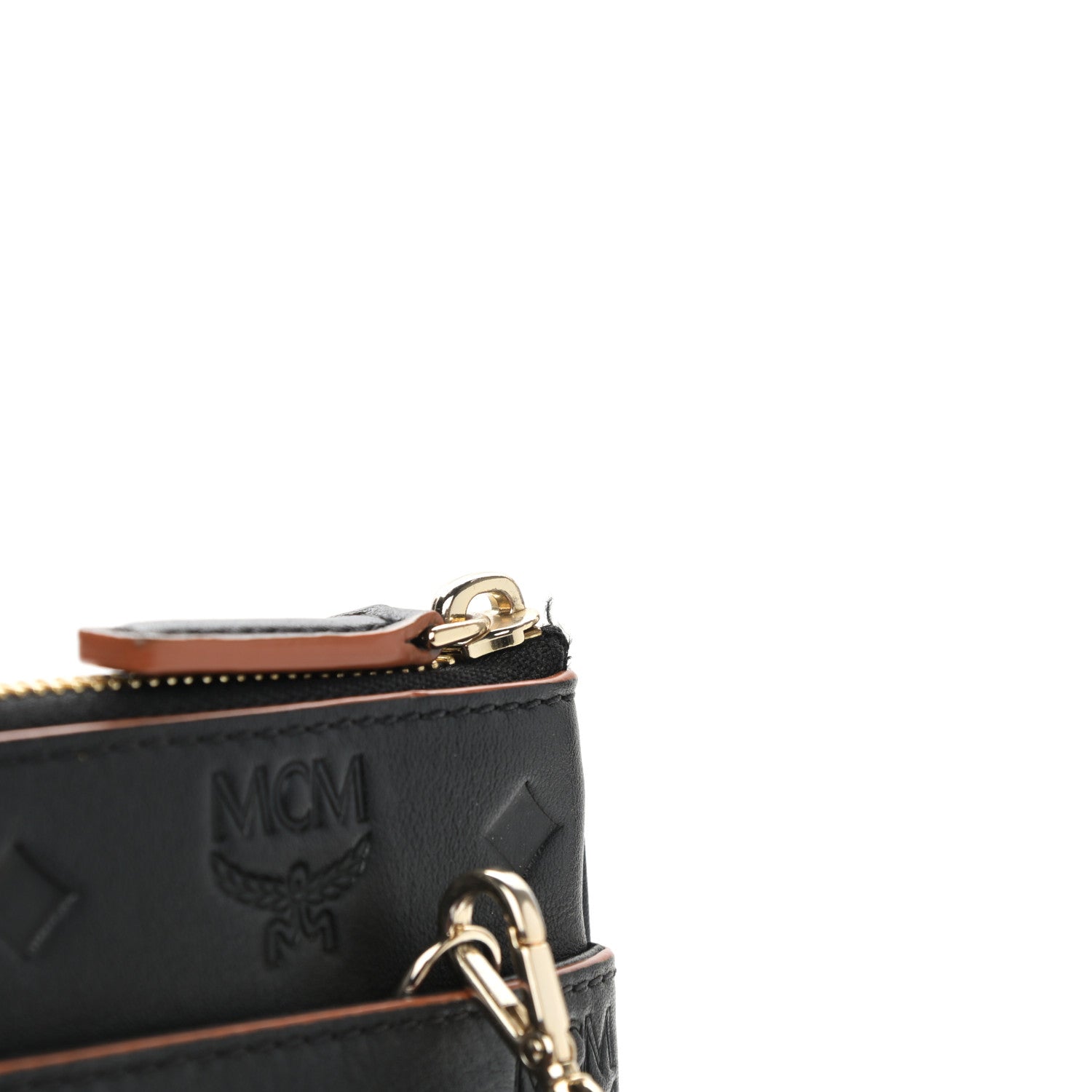 MCM Calfskin Monogram Klara Crossbody Pouch Black 11 of 12