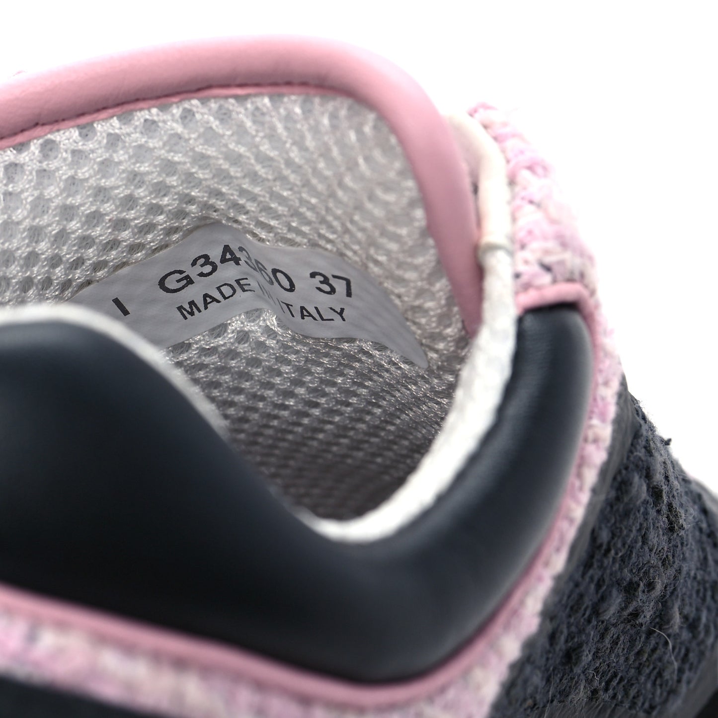 Tweed Suede Calfskin CC Sneakers 37 Gray Pink