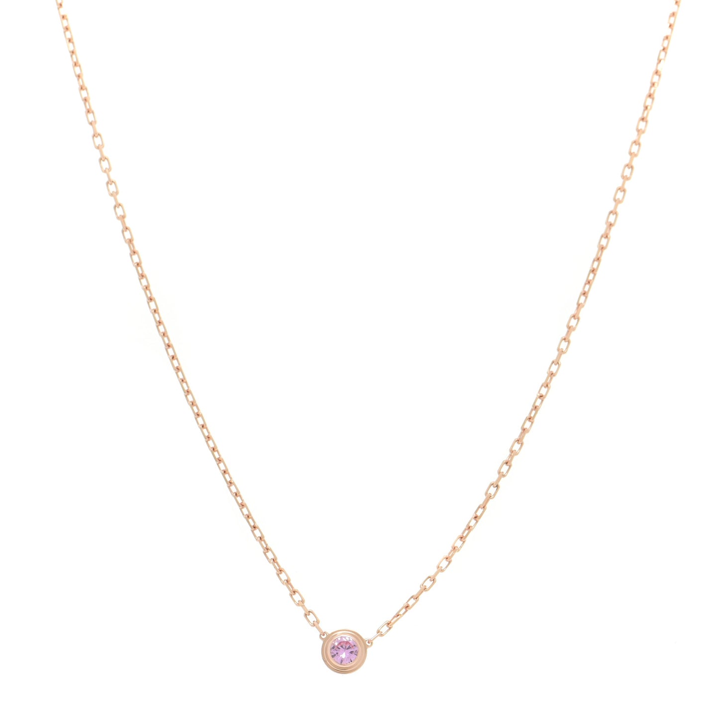 18K Pink Gold Pink Sapphire D'Amour Pendant Necklace