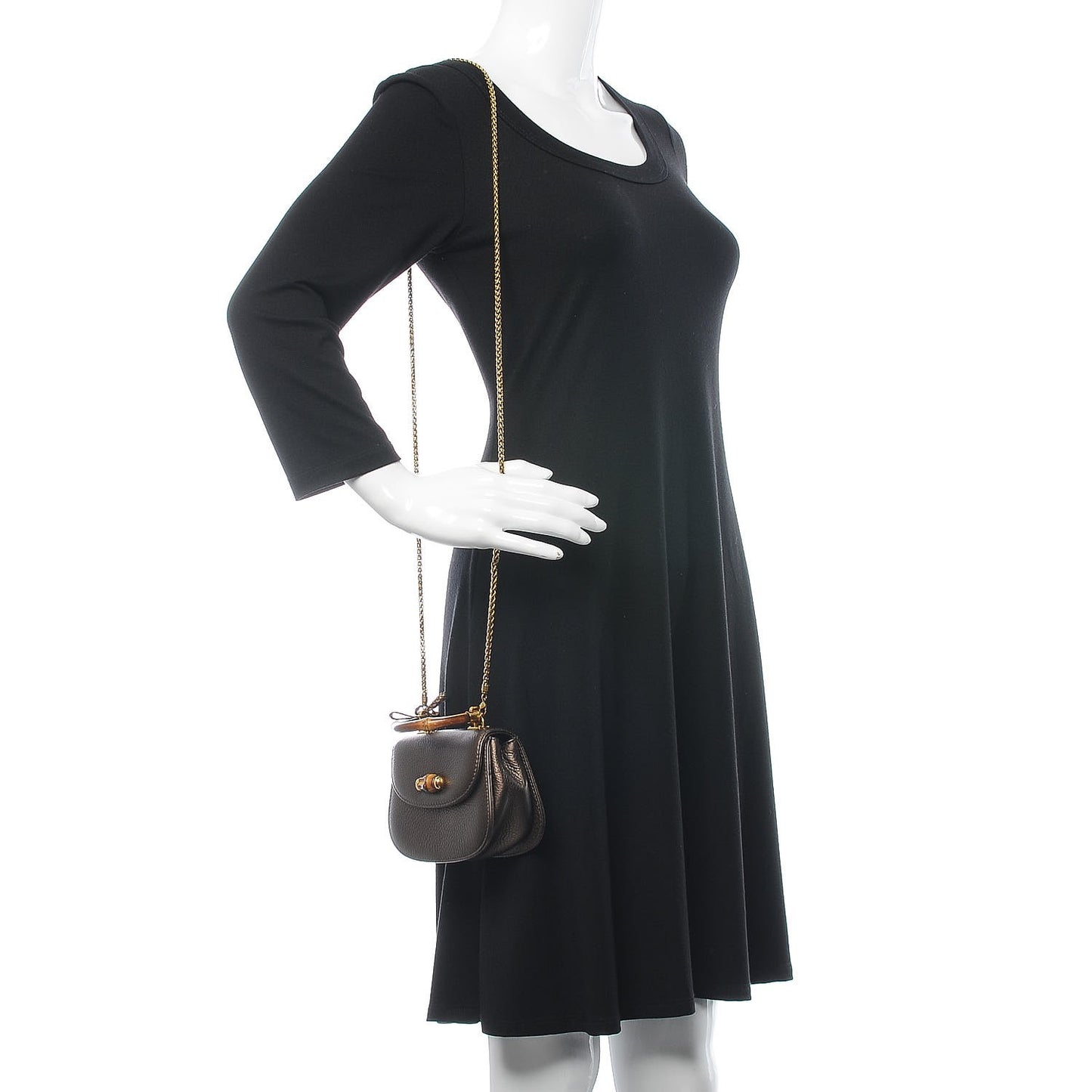 Calfskin Mini Bamboo Night Evening Bag Bronze