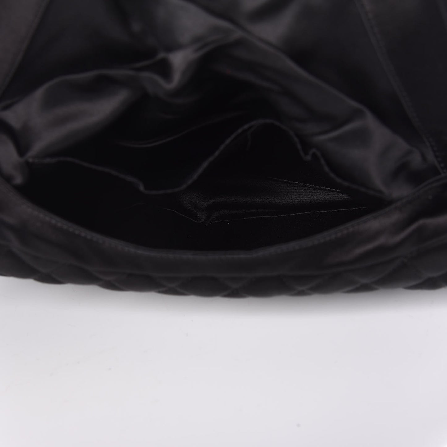 Satin Quilted Flap Clutch Black