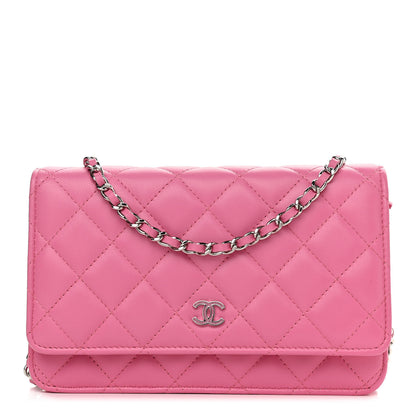 Chanel Lambskin Quilted Wallet on Chain WOC Pink 1 of 12