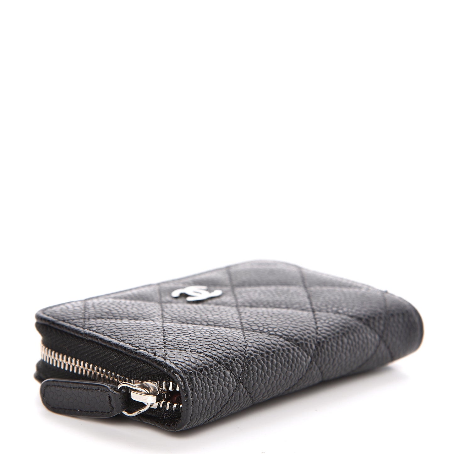 Caviar Quilted Zip Coin Purse Black