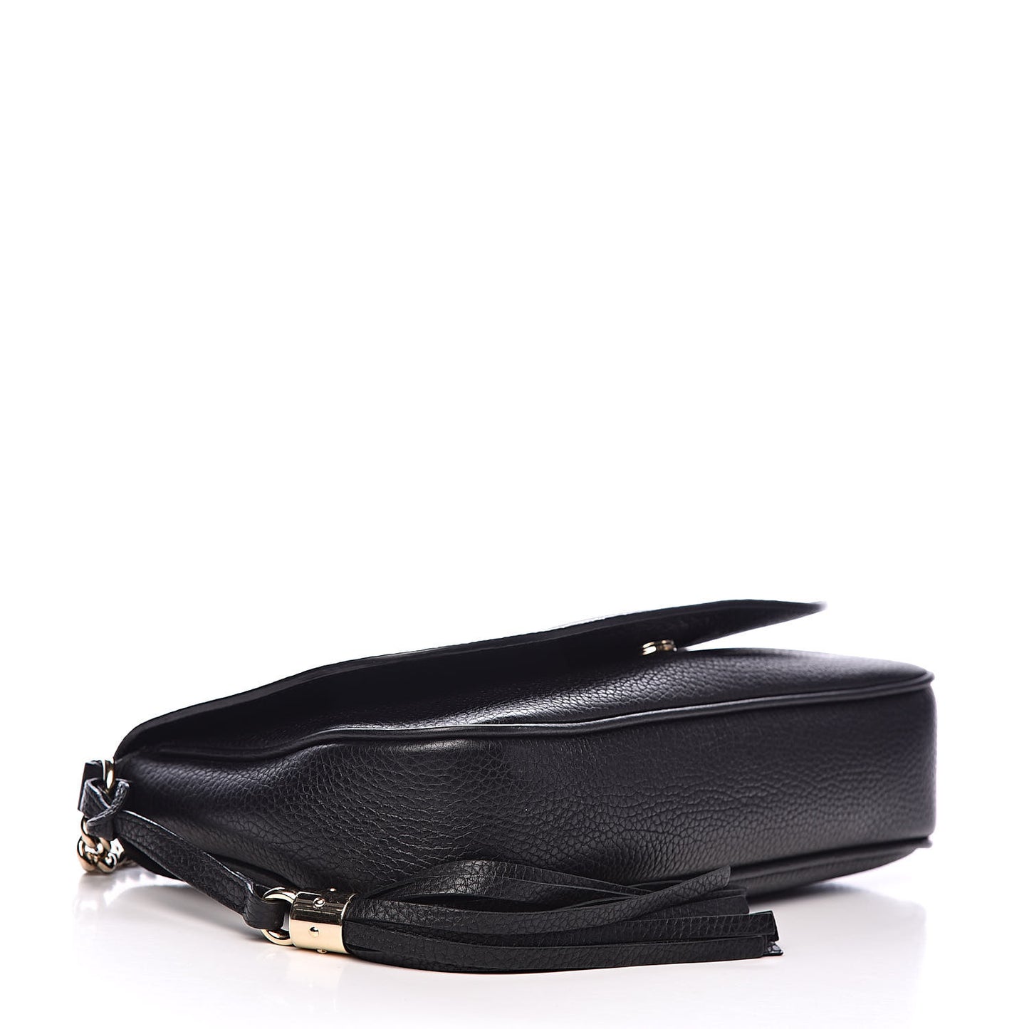 Pebbled Calfskin Medium Soho Flap Crossbody Black