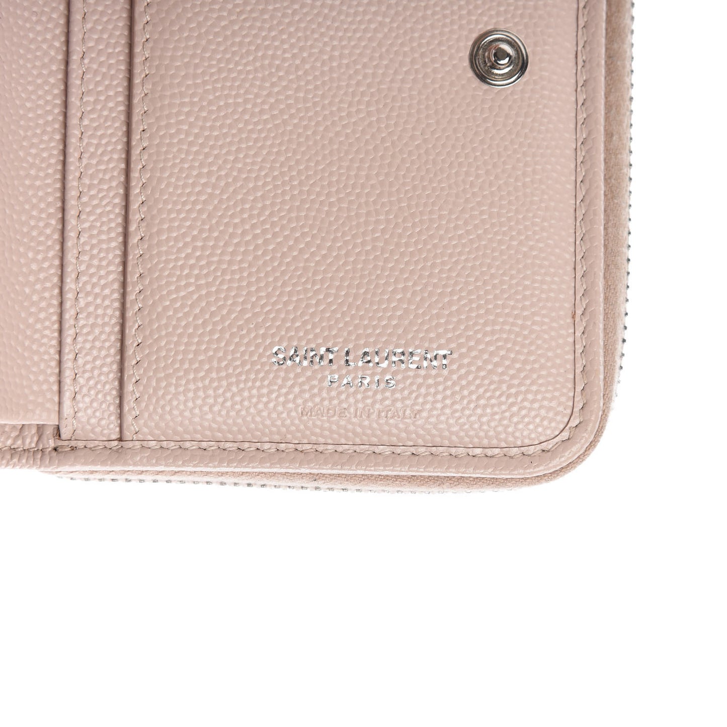 Grain De Poudre Matelasse Monogram Compact Zip Around Wallet Pale Pink