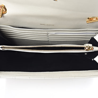 Saint Laurent Patent Calfskin Matelasse Monogram Vicky Chain Wallet Off White 5 of 9