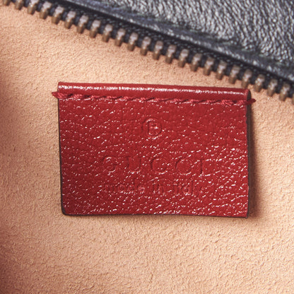 Gucci Vintage Effect Calfskin Matelasse Diagonal Mini Torchon GG Marmont Round Shoulder Bag Black Romantic Cherry 6 of 7