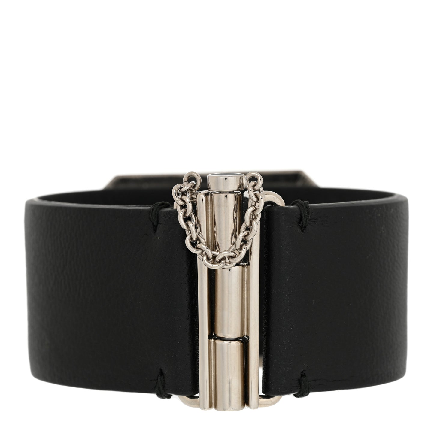 Calfskin Crystal CC Cuff Bracelet M Black