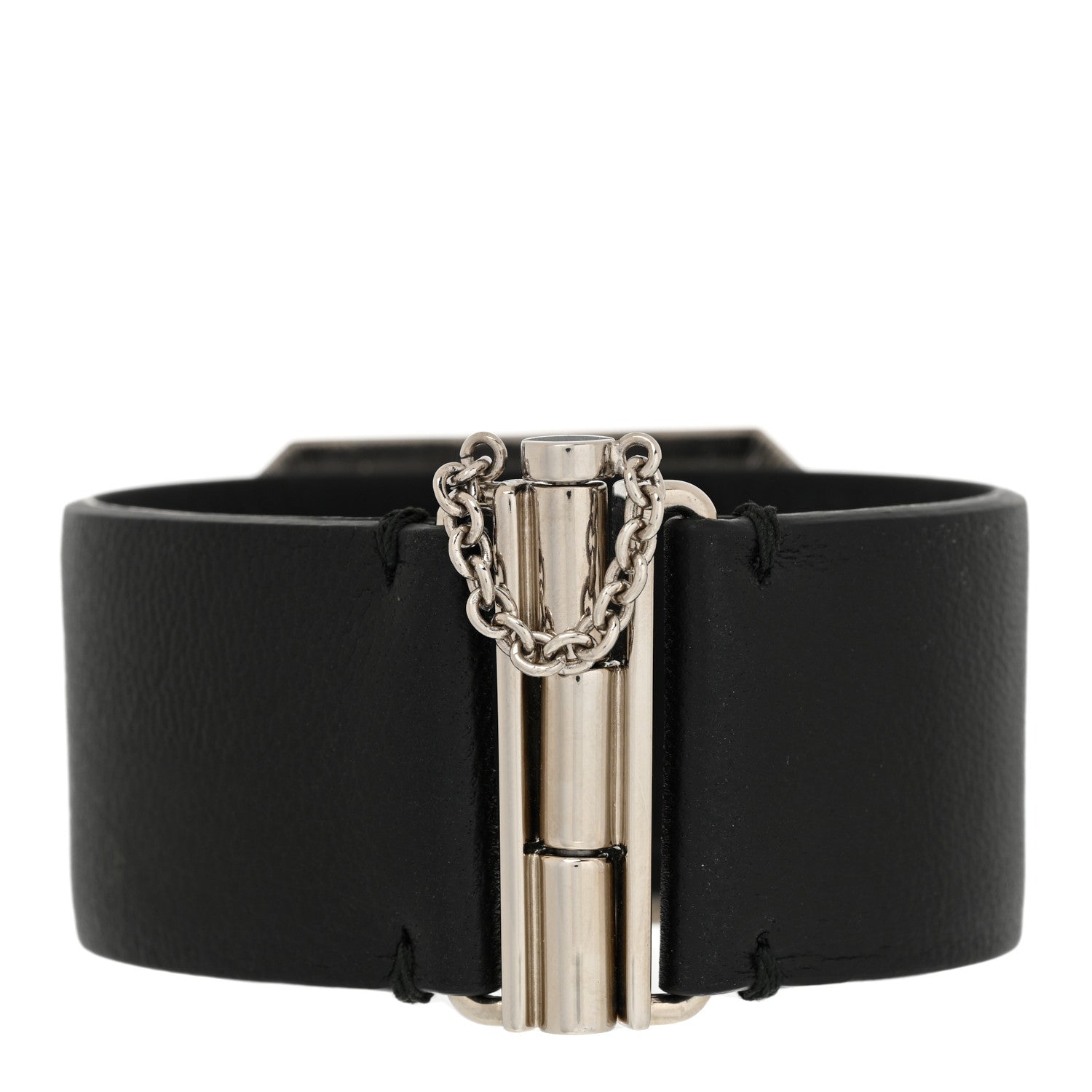 Chanel Calfskin Crystal CC Cuff Bracelet M Black 3 of 9