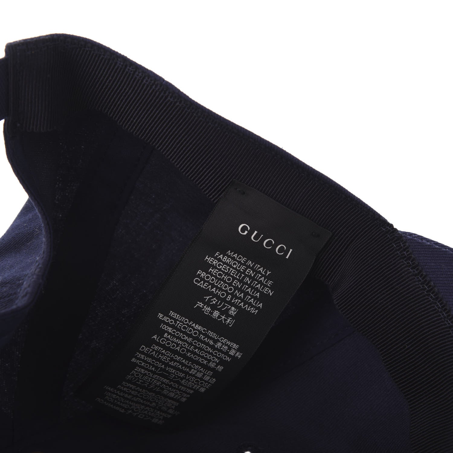 Gucci Cotton Moth Embroidered Baseball Hat 57 Navy 8 of 8