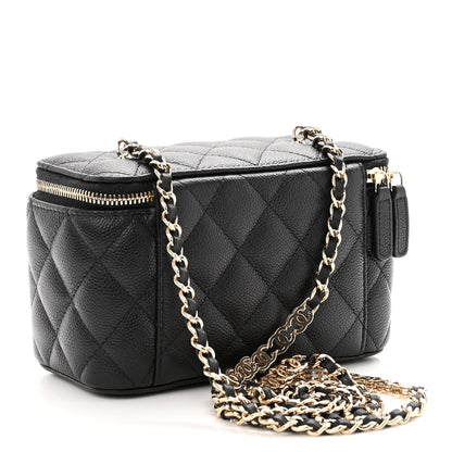 Chanel Caviar Quilted Small Tiny CC Vanity Case With Chain Black 3 of 11