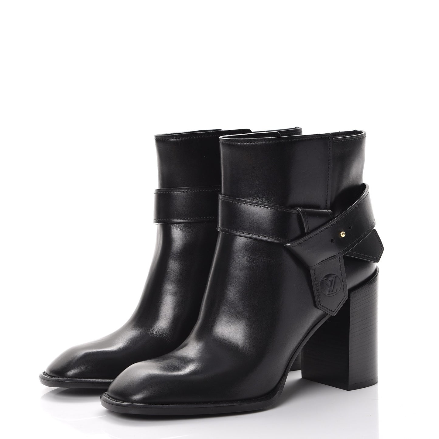 Calfskin Belted Ankle Boots 41 Black