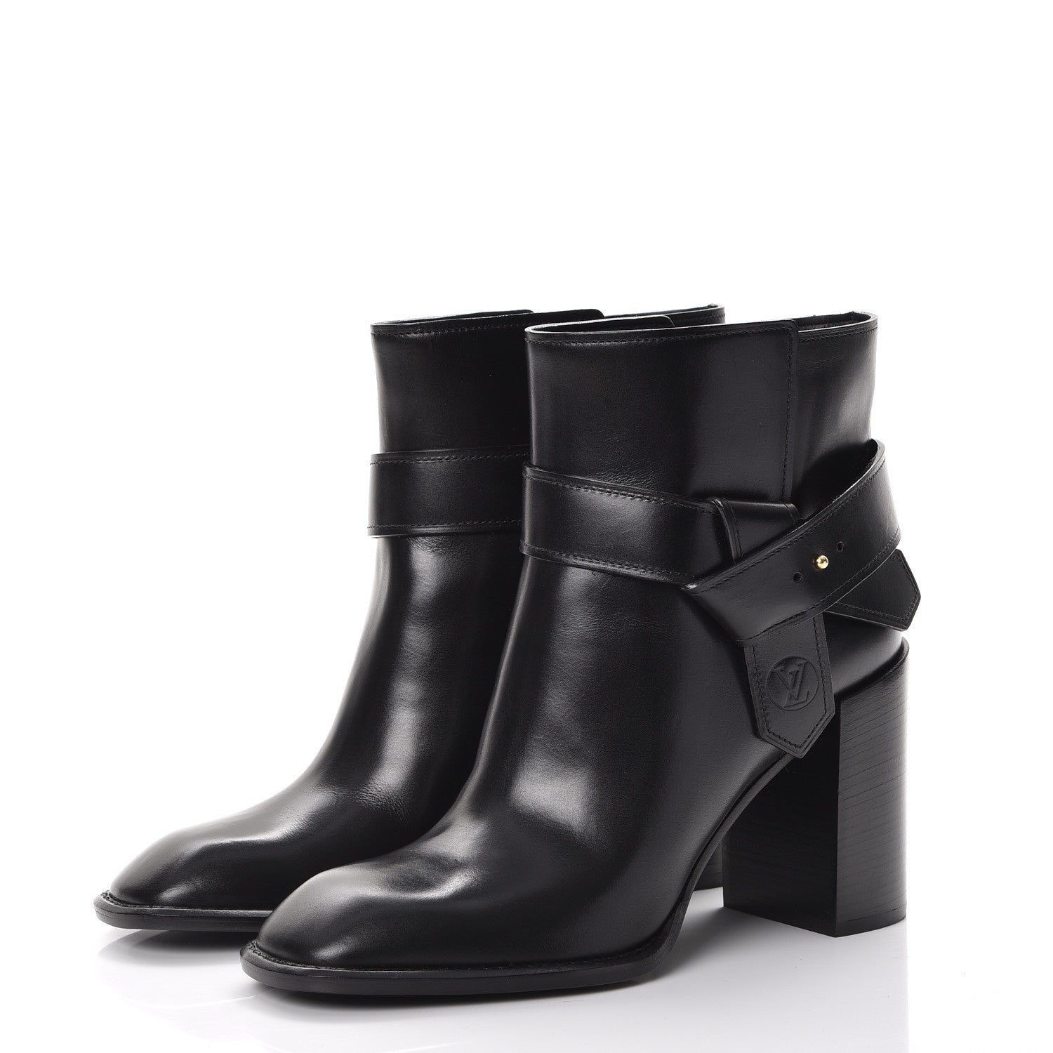 Louis Vuitton Calfskin Belted Ankle Boots 41 Black 3 of 10