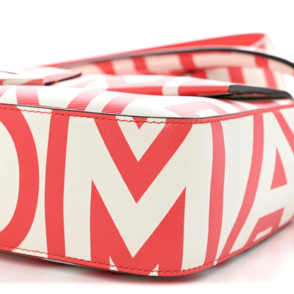 Fendi X MARC JACOBS Vitello Seta Logo Print Baguette Glow Coral White 10 of 12