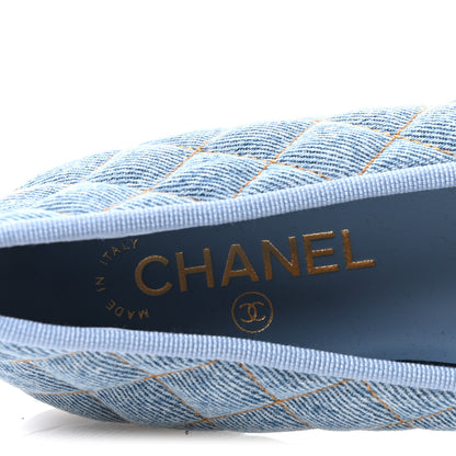 Chanel Denim Quilted CC Cap Toe Ballerina Flats 38.5 Light Blue 8 of 10