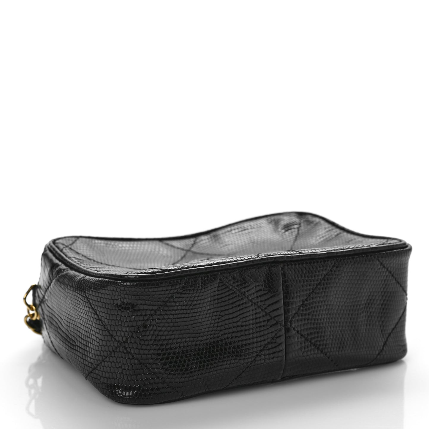 Lizard Diamond Quilted Small Tassel Camera Case Black