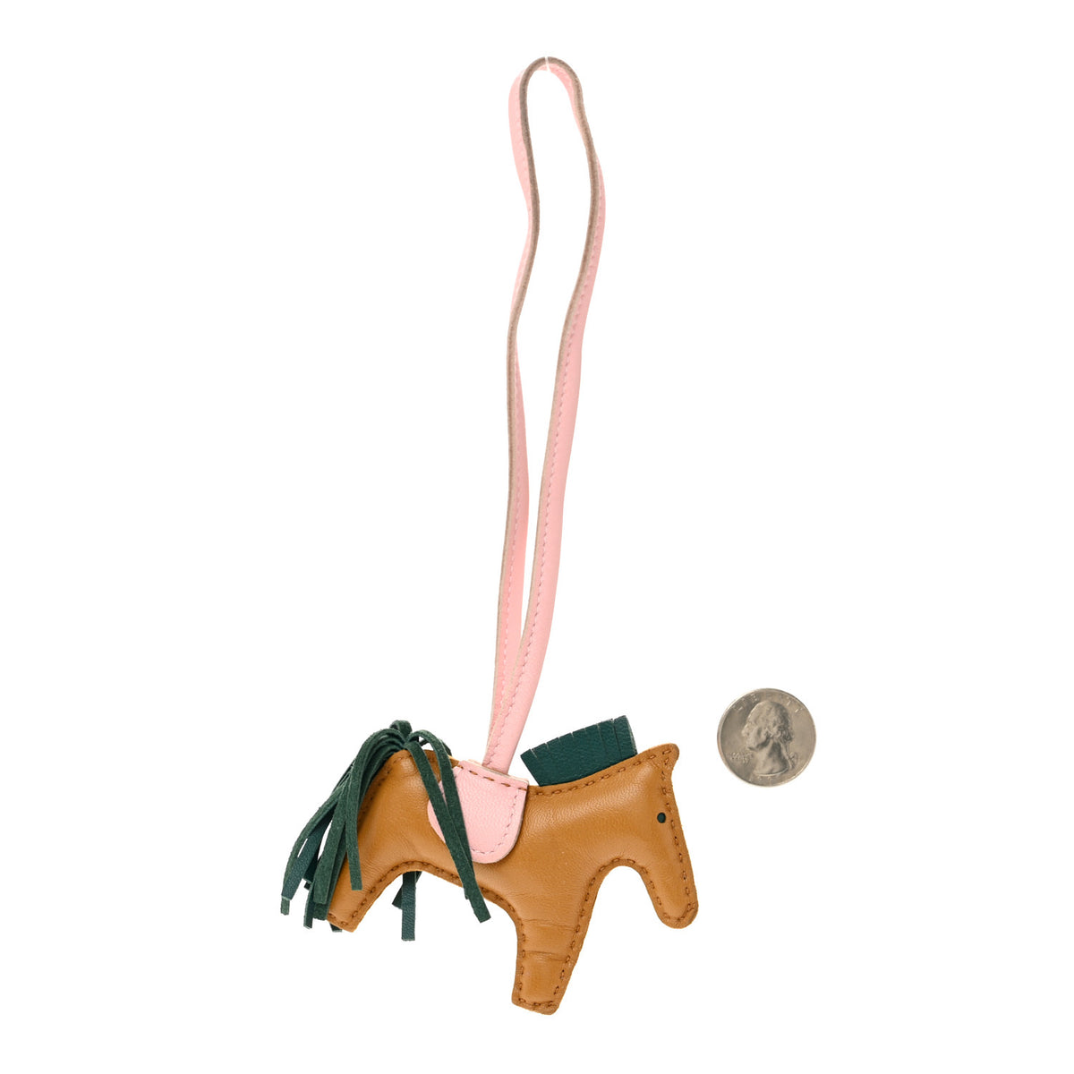 Hermes Milo Lambskin Grigri Rodeo Horse Bag Charm PM Sesame Malachite Rose Sakura 2 of 4