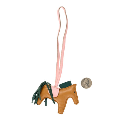 Hermes Milo Lambskin Grigri Rodeo Horse Bag Charm PM Sesame Malachite Rose Sakura 2 of 4