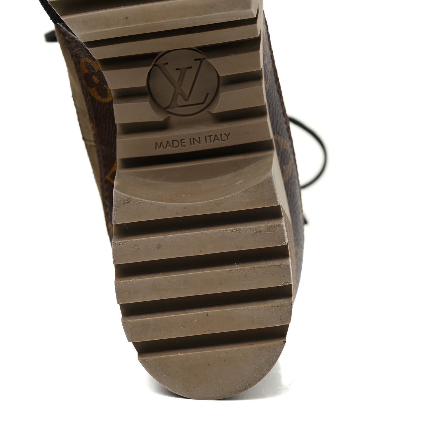 Suede Calfskin Monogram Laureate Platform Desert Boots 38.5 Taupe