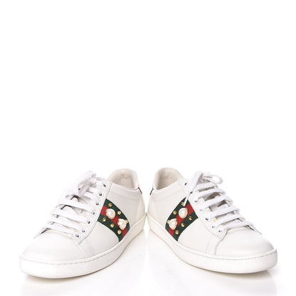 Gucci Calfskin Web Pearl Studded Womens Ace Sneakers 36 White 6 of 22