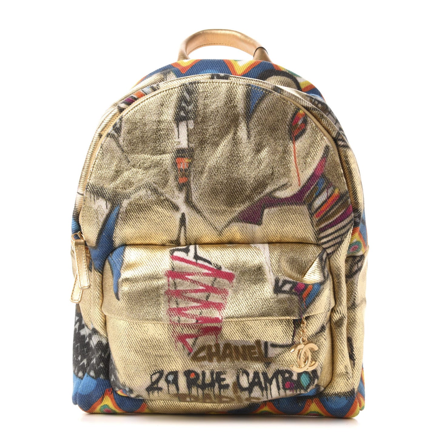 Graffiti Printed Canvas Street Spirit Backpack Multicolor