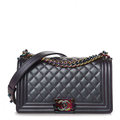 Chanel Iridescent Goatskin Quilted Medium Boy Flap Purple 1 of 11