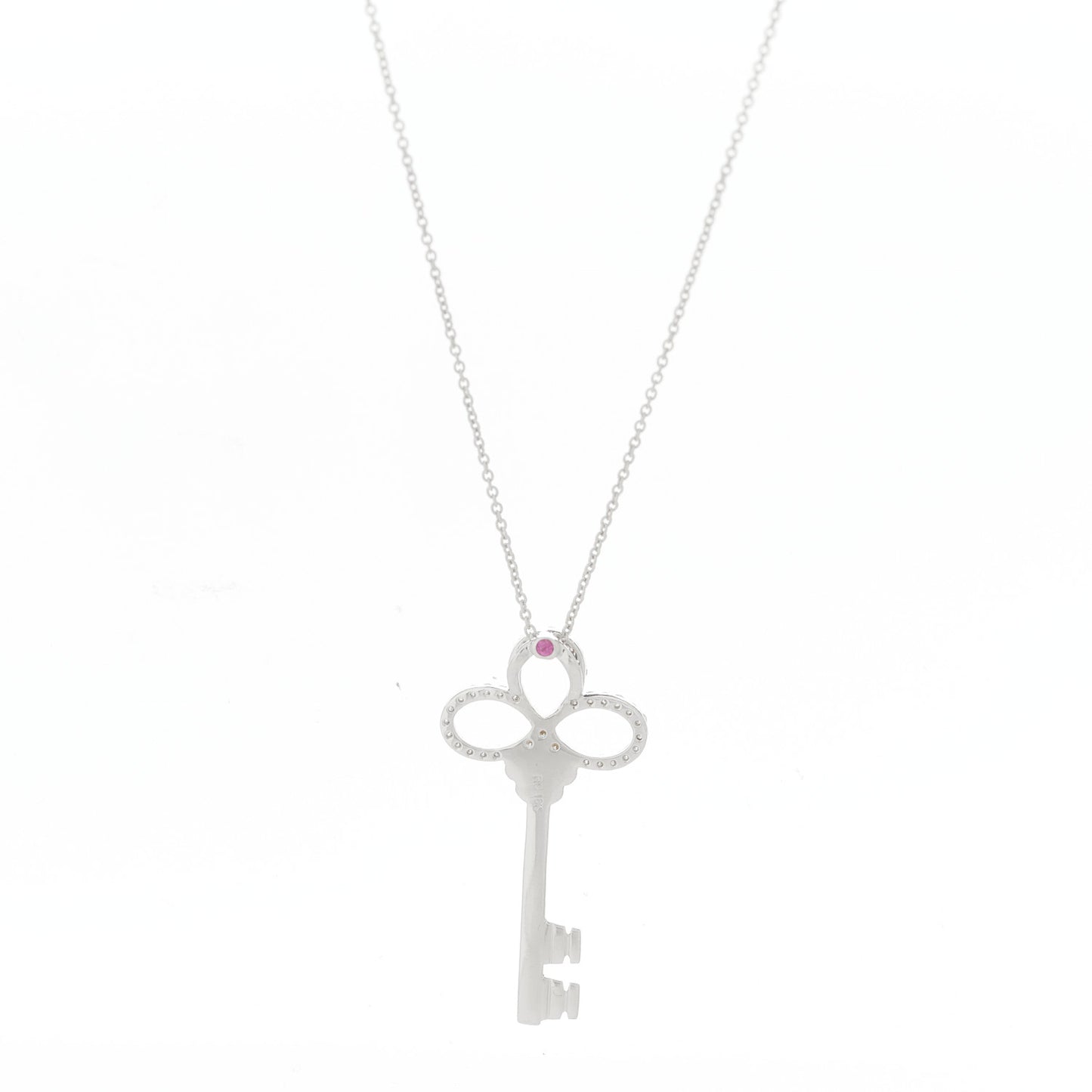 18K White Gold Diamond Tiny Treasures Key Pendant Necklace