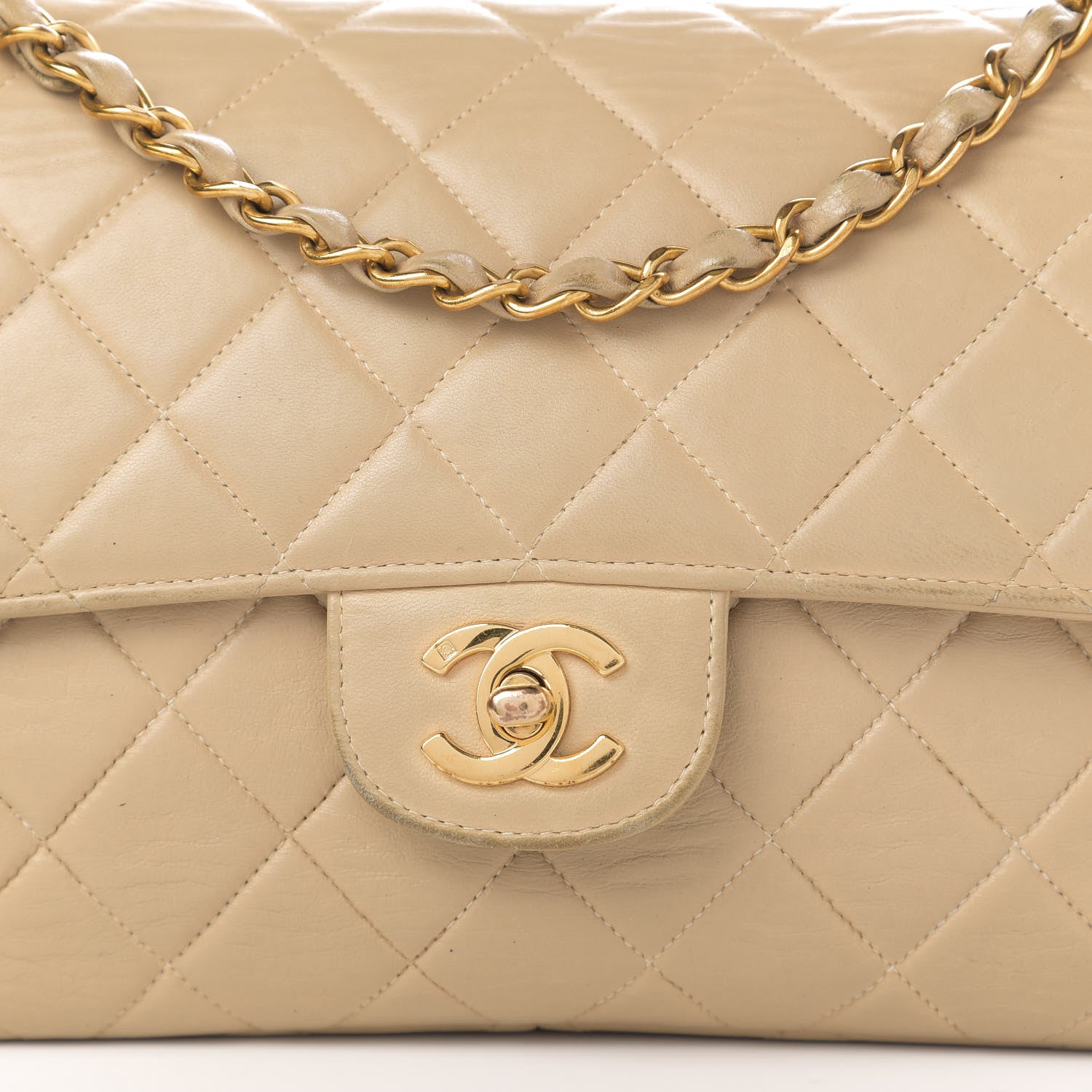 Chanel Lambskin Quilted Medium Double Sided Flap Beige 26 of 26