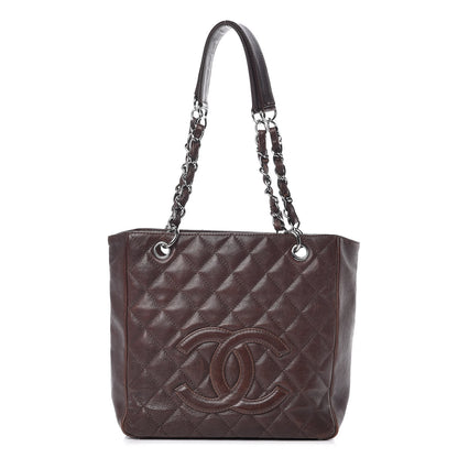 Chanel Calfskin Quilted Petit Shopping Tote PST Brown 1 of 18